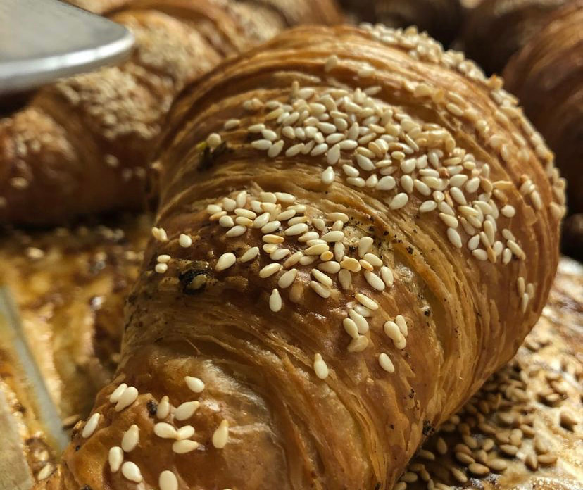 A croissant with exotic Middle-Eastern nuts and herbs.